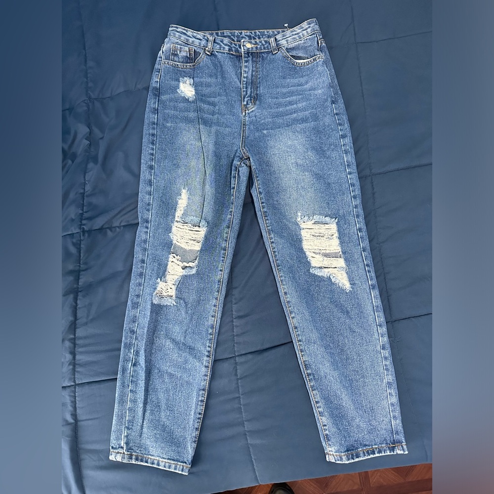 SHEIN ripped mom jeans
